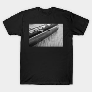 Traditional wooden flute on wooden table T-Shirt